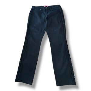 Lilly Pulitzer South Ocean Skinny Onyx Black Denim Jeans Pants Embellished Sz 14